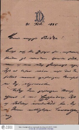 Brief vom 25.07.1885