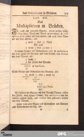 Cap. XII. Das Multipliciren in Brüchen
