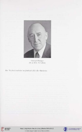 Herbert Hunger (9.12.1914 - 9.7.2000)
