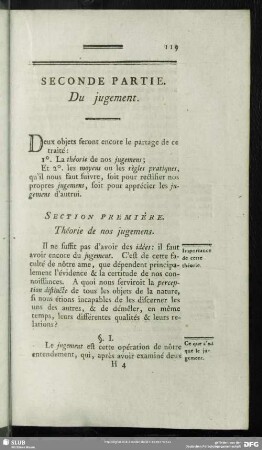 Seconde Partie. Du jugement