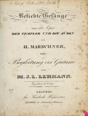 Beliebte Gesänge aus der Oper: Der Templer und die Jüdin, No. 7. Lied des Narren
