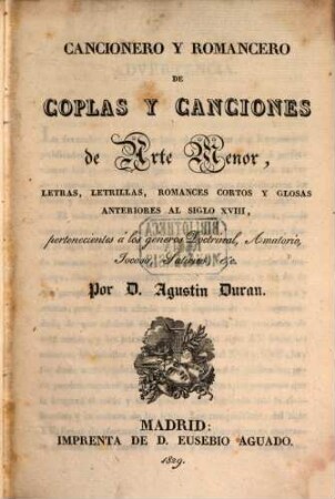 Coleccion de Romances Castellanos, anteriores el Siglo 18, 5. Cancionero y Romancero de Coplas y Canciones