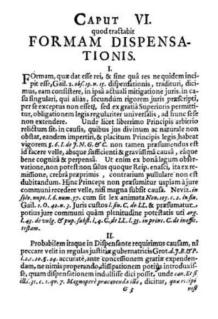 Caput VI. quod tractabit formam dispensationis.