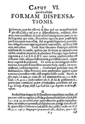 Caput VI. quod tractabit formam dispensationis.