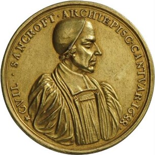 Medaille von George Bower auf Erzbischof William Sancroft von Canterbury und die sechs Bischöfe, 1688