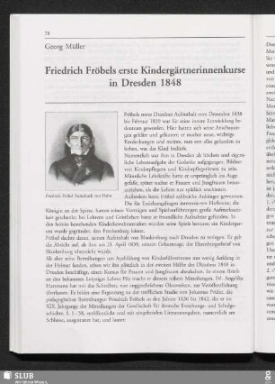 Friedrich Fröbels erste Kindergärtnerinnenkurse in Dresden 1848