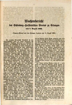 Wochenbericht des Schleswig-Holsteinischen Vereins zu Erlangen, 1865