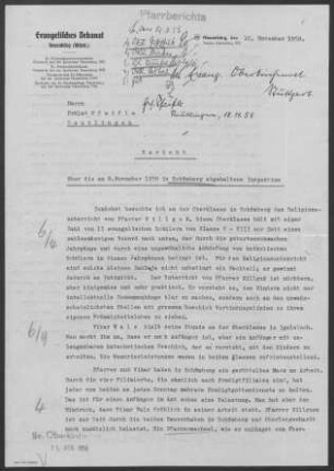 Schömberg (Lkr. Calw) mit Bieselsberg, Igelsloch, Oberlengenhardt und Schwarzenberg sowie Krankenhauspfarramt: Inspektionsbericht 1958