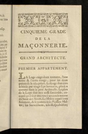 73-100, Cinquieme Grade De La Maçonnerie.