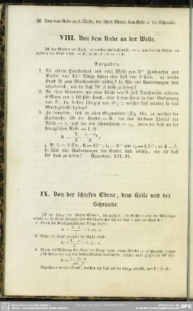 IX. Von der schiefen Ebene, dem Keile und der Schraube