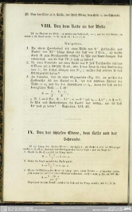 IX. Von der schiefen Ebene, dem Keile und der Schraube