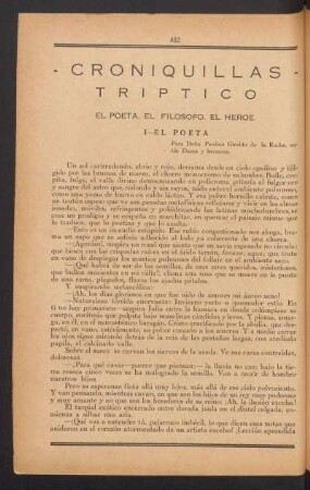 Croniquillas tríptico : Ep poeta, el filósofo, el heroe