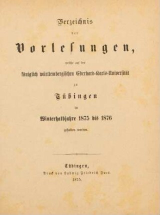 Vorlesungsverzeichnis 1875/76
