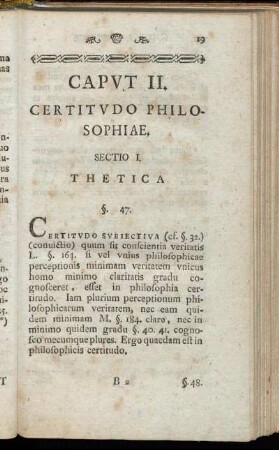 Caput II. Certitudo Philosophiae.