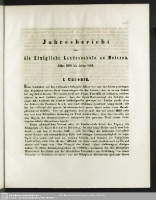 Jahresbericht über Königliche Landesschule zu8 meissen, Julius 1858 bis Julius 1859