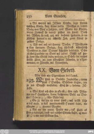 XX. Vom Gebeth.
