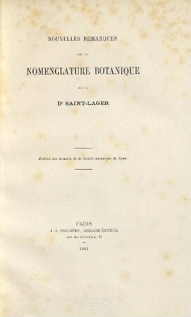 Nouvelles remarques sur la nomenclature botanique
