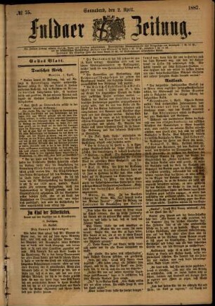 Ausgabe vom Samstag, den 02. April 1887.