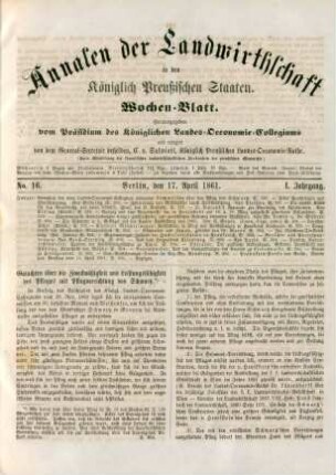 No. 16. Berlin, den 17. April 1861. I. Jahrgang.