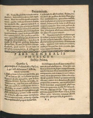 Pars Generalis Physices.