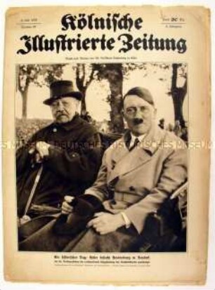 Wochenzeitschrift "Kölnische Illustrierte Zeitung" u.a. zum Besuch Hitlers bei Hindenburg auf dessen Privatwohnsitz