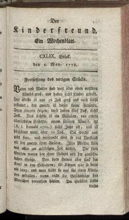 CXLIX. Stück, den 9. May, 1778