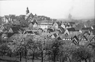 Gochsheim: Blick durch Bäume auf die Stadt
