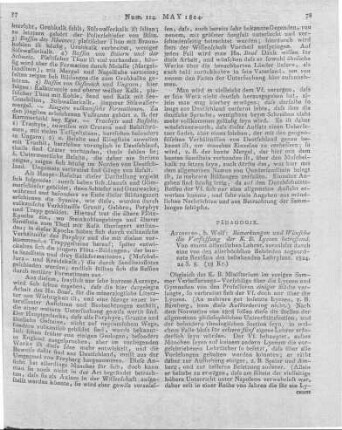 Bemerkungen und Wünsche die Verfassung der K. B. Lyceen betreffend. Augsburg: Wolff 1824