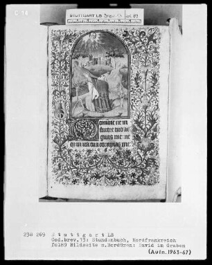 Lateinisches Stundenbuch — König David vor Gott, Folio 89recto