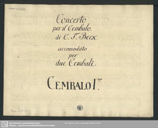 Concertos. Arr - Mus.3715-O-1 : cemb (2) - B|b