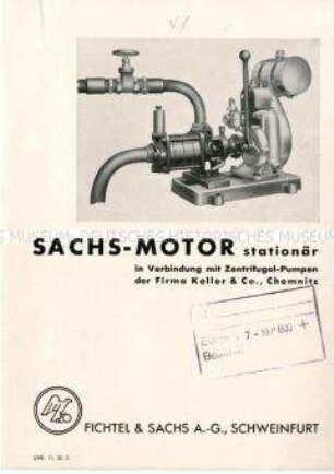 Stationärer Sachs-Motor für Zentrifugal-Pumpen