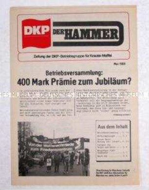 Zeitung der DKP für die Beschäftigen der Firma Krauss-Maffei u.a. gegen den Bau von Atomschutzbunkern und zum Betriebsjubiläum