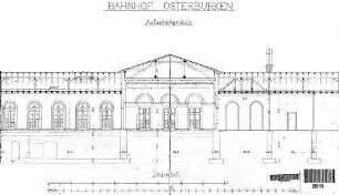 Osterburken: Empfangsgebäude Verwaltungsgebäude Teil-Längsschnitt