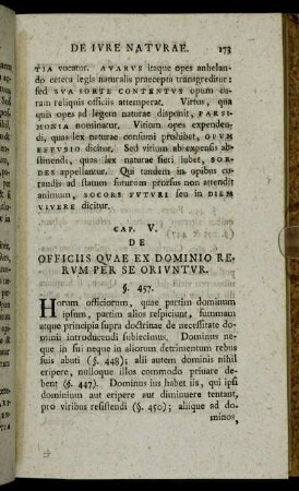 Cap. V. De Officiis Quae Ex Dominio Rerum Per Se Oriuntur