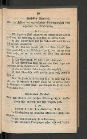 Sechstes Capitel. Von den Zeichen der regelwidrigen Schwangerschaft ...