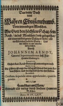 Vier Bücher vom Wahren Christenthumb, 3
