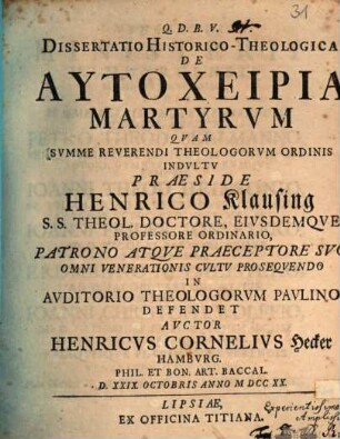 Diss. hist.-theol. de autocheiria martyrum