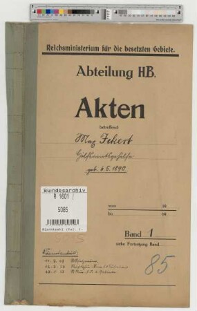 Ickert, Max, geb. 6.5.1890, Hilfsamtsgehilfe