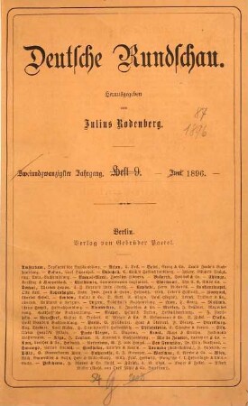 Deutsche Rundschau. 87 = Jg. 22. 1896