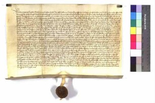 Urkunde des Gerichts zu Bruchsal über 1 Gulden jährlich von einem Hause am Anger von Klausel (Nikolaus) Luthart an Trutmann Bertsch zu Odenheim.