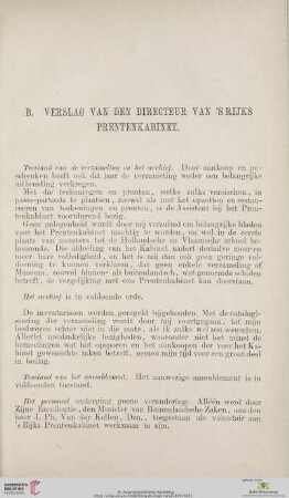 B. Verslag van den directeur van's Rijks Prentenkabinet