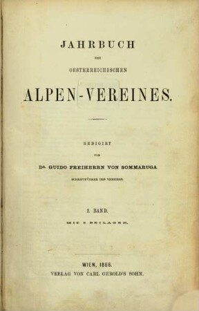 Jahrbuch des österreichischen Alpen-Vereines. 2. 1866