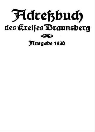 Adressbuch des Kreises Braunsberg