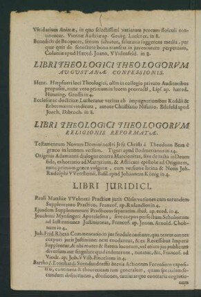 Libri Theologici Theologorum Religionis Reformatae.