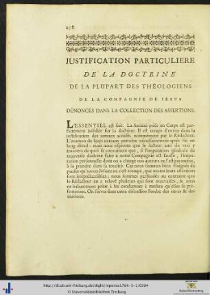 Justification Particuliere De La Doctrine