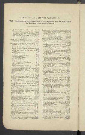 Alphabetical List of Witnesses.