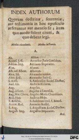 Index Authorum.