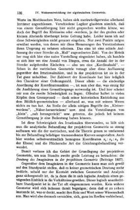 Deutung des Imaginären in der projektiven Geometrie.