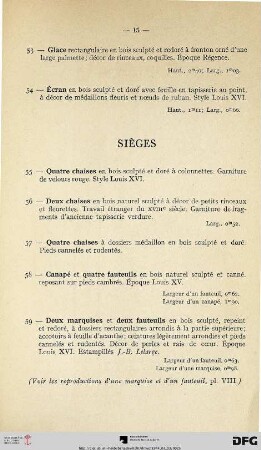 Sièges (Nr. 55-59)