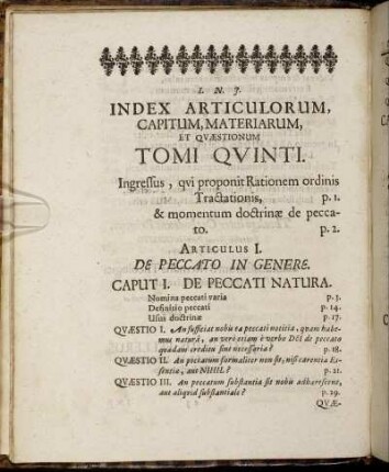 Index Articulorum, Capitum, Materiarum, Et Quæstionum.